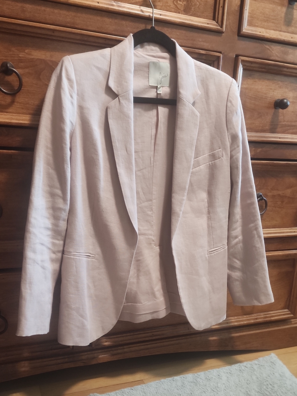 Joie Blush Pink Open-Front Linen-Blend Blazer, Size 2